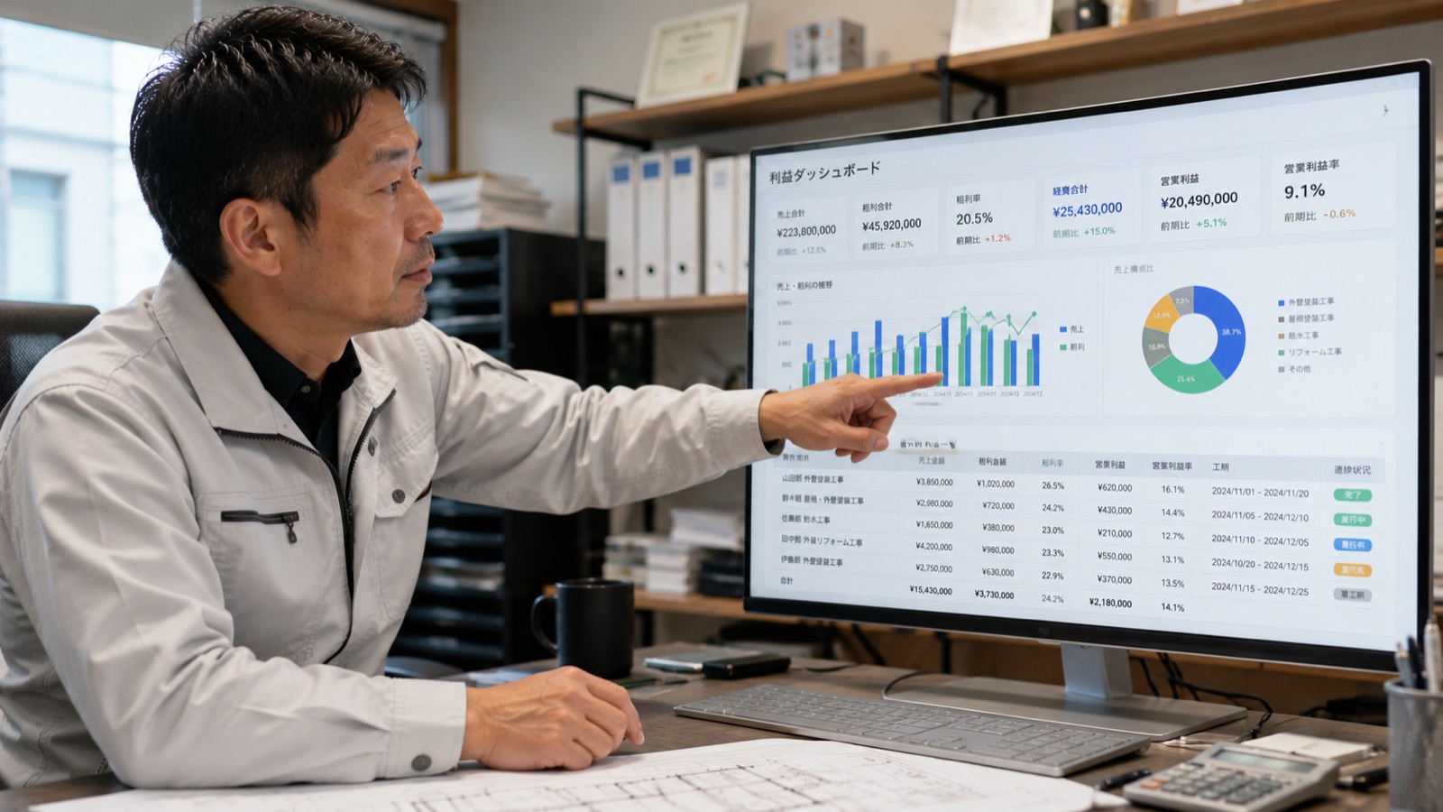 工事台帳と粗利ダッシュボードの確認